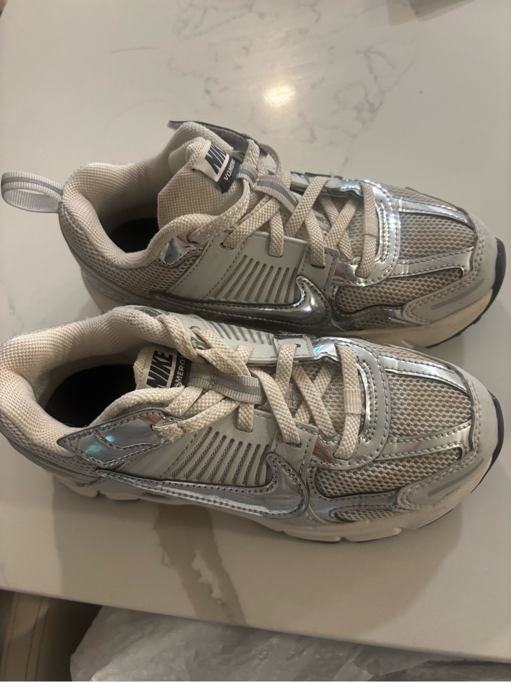Nike Kids Silver and White Sneakers